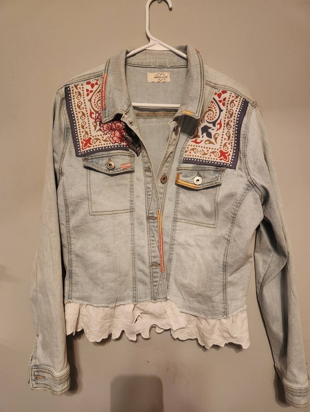 Upcycled, Embellished Denim Jacket - Picture 2 of 3